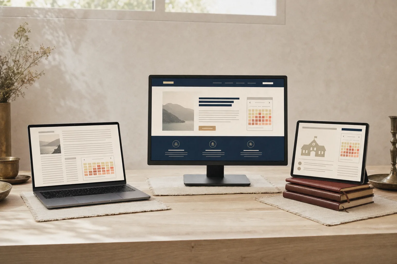 Schulferienkalender-Widget eingebettet auf verschiedenen Websites — Reise-Blog, Reisebüro, Lehrer-Portal